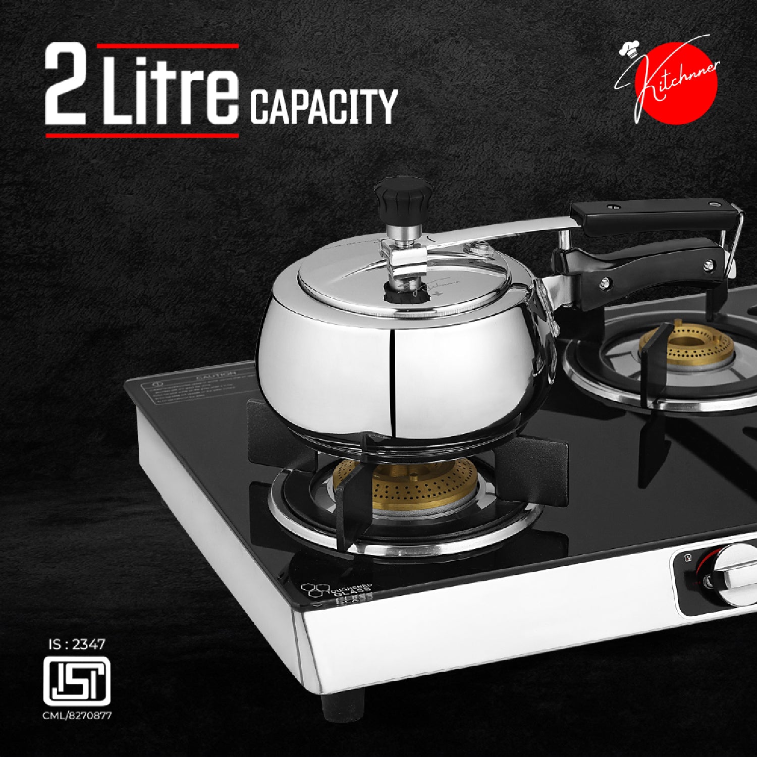 Kitchnner Inner Lid Induction Bottom Pressure Cooker (Triply)