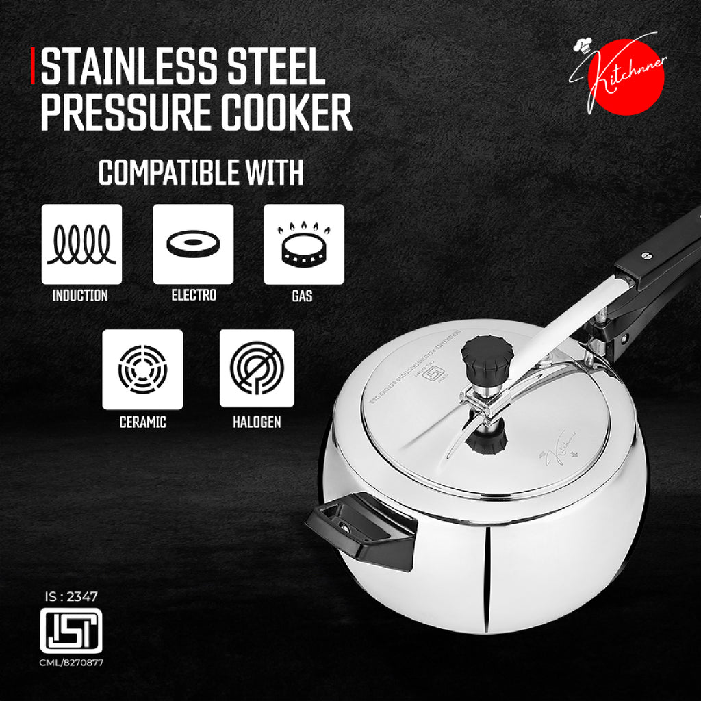 Kitchnner Inner Lid Induction Bottom Pressure Cooker (Triply)